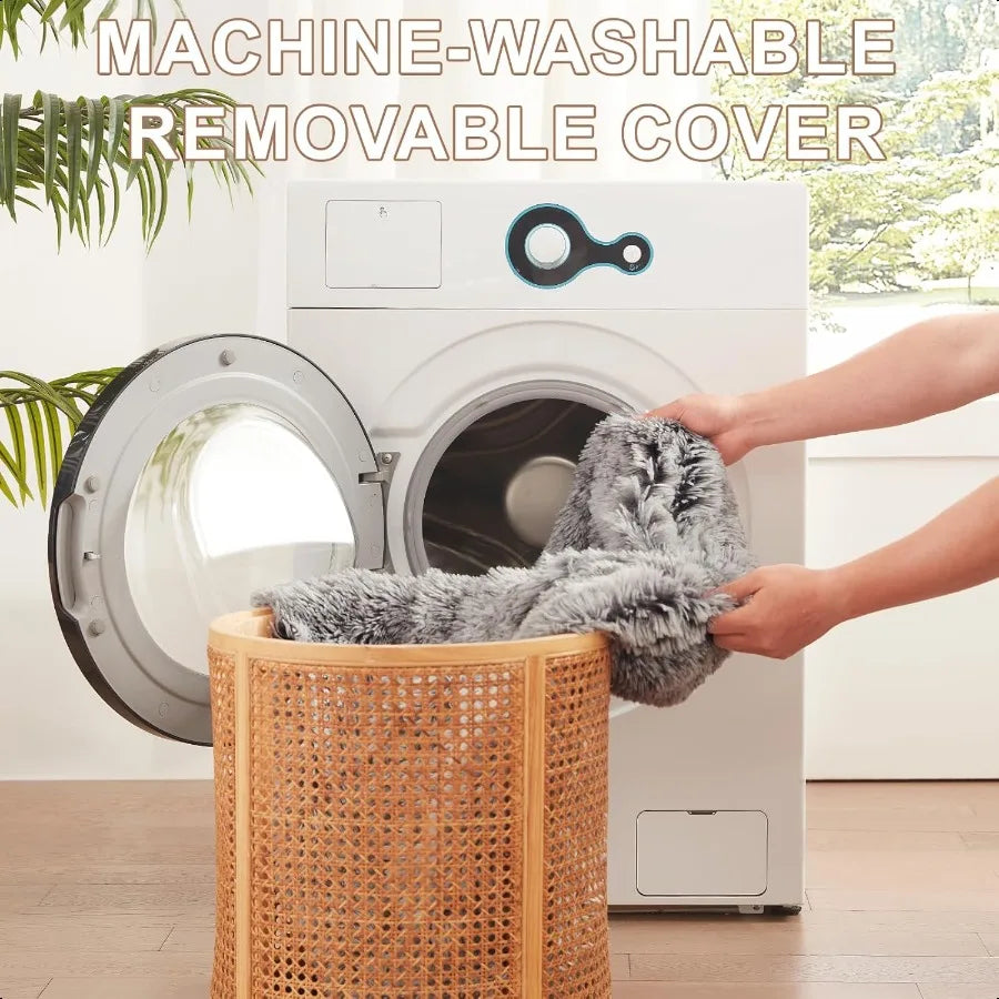 36 inches Donut Dog Bed for Large Dogs Calming Fluffy Round Pet Bed with Removable Washable CoverFits up to 80 lbs Pets Dark Gr