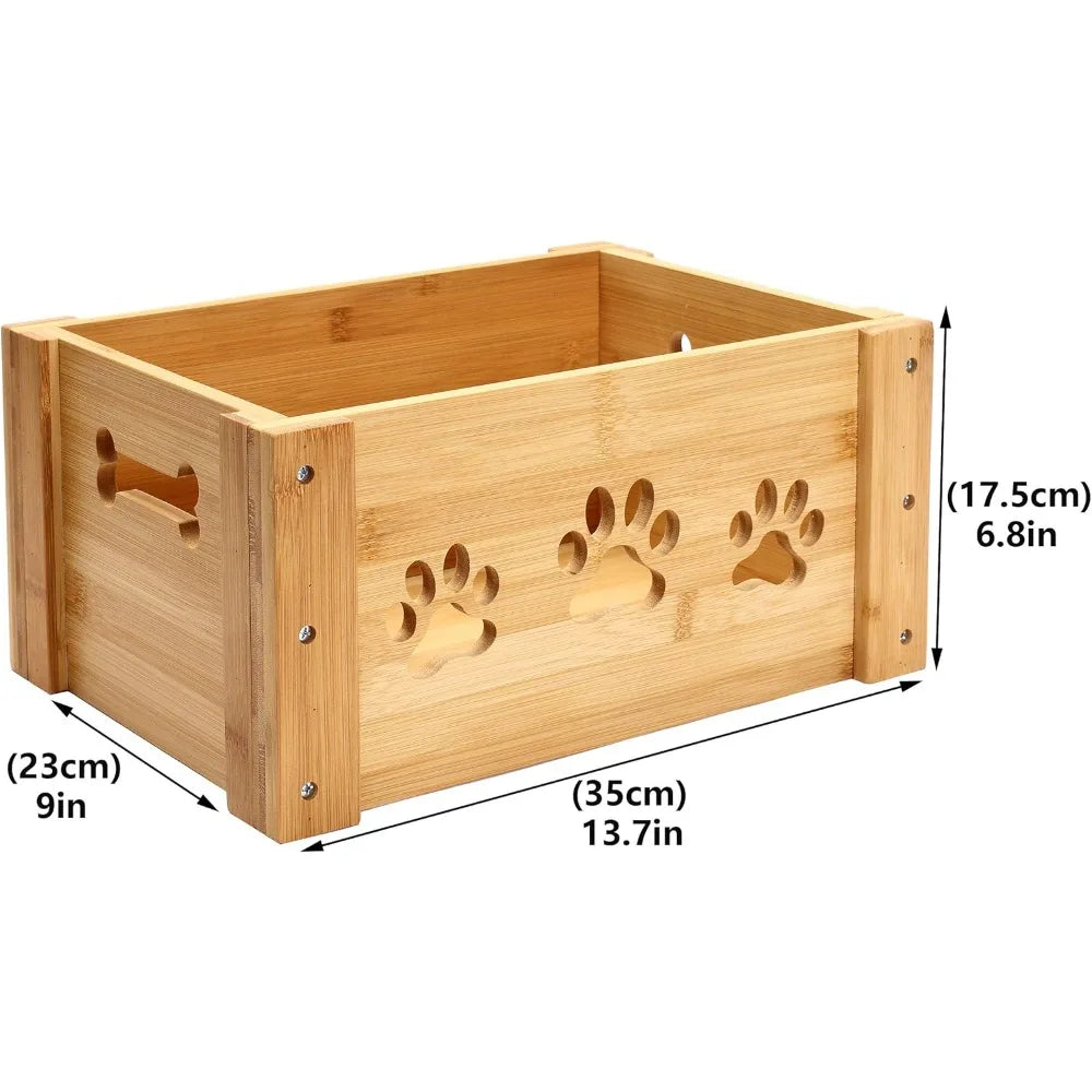 Woof & Whiskers Wooden Toy Chest – Pet Storage Crate wooden dog toy box, pet Food Box wooden storage crates suitable for storing cat and dog toys, dog clothes,
