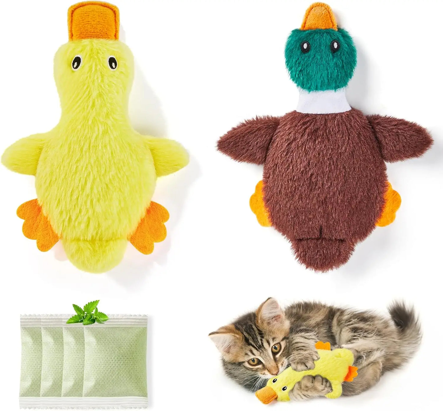 Cat Toys Catnip Crinkly Sound 2 Pcs, Mess-Free Stuffless Kitten Toy, Durable Feline Bite Interactive Kicker Toys for Ca