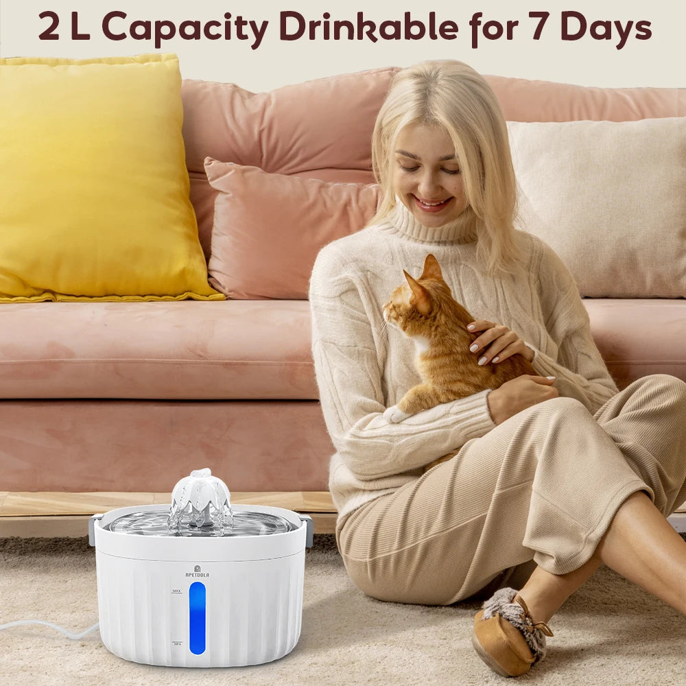 Cat Water Fountain Automatic Pet Water Dispenser for Cats Dogs with Stainless Steel Tray 6-level Filtering System fp10