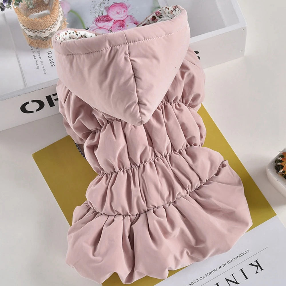 Winter Warm Pet Dog Coat Dogs Hoodies Warm Sweatshirt Cute Floral Bubble Dress Comfortable Soft Clothing Pet Dog Clothes Costume