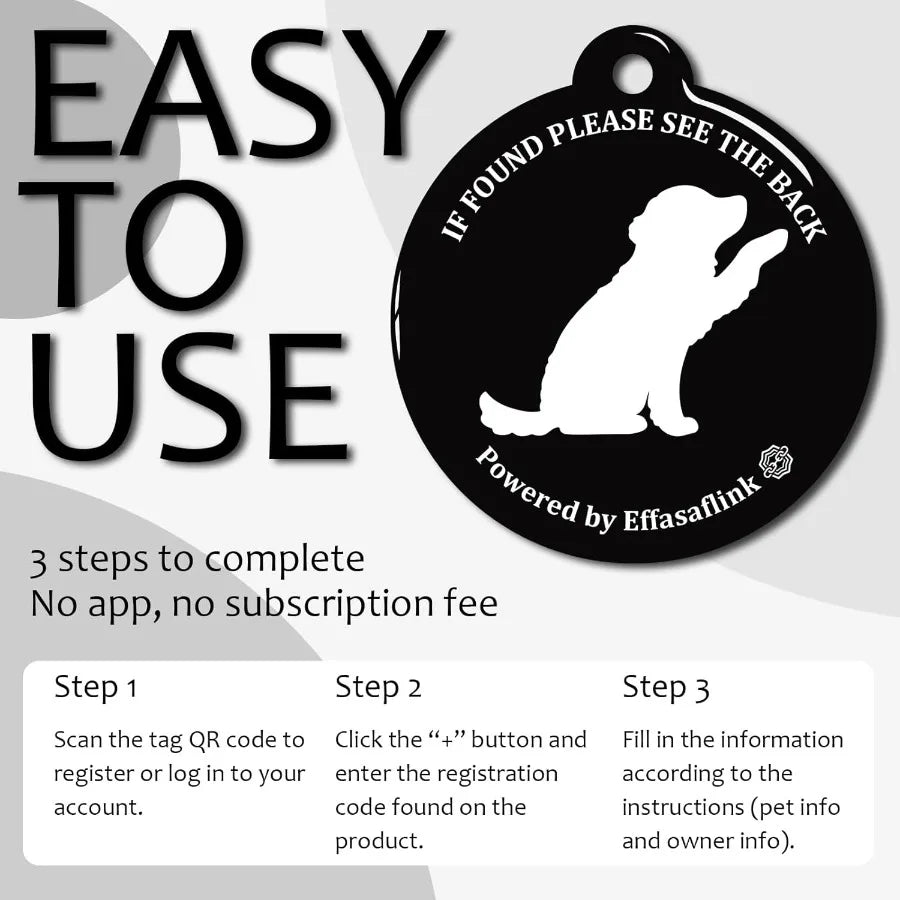 134.2Khz and QR Code Pet ID Tag Collar Tag Dual Fution Scan QR for Helping Lost Pets Go Home Replace RFID Microchip for Sm