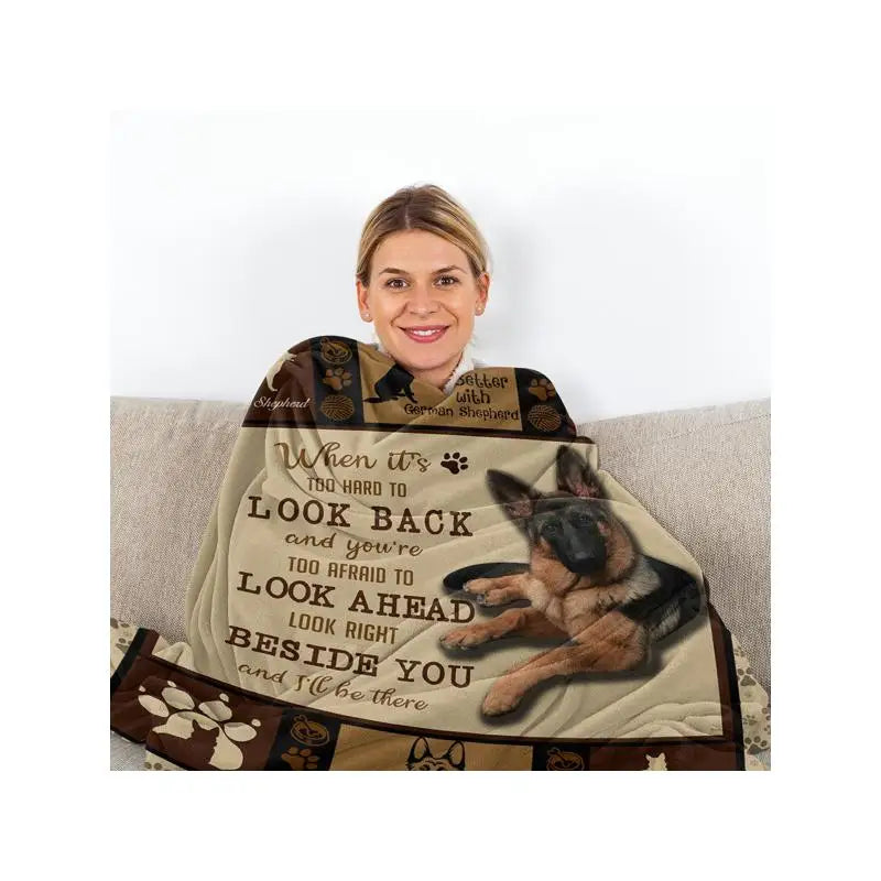 Soft German Shepherd Dog Fleece Throw Blanket for Bed or Couch, 50"x60