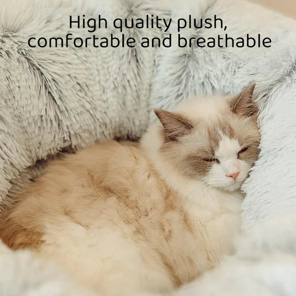 Cat Tunnel Bed with Mat Big Tube Playground Toy Soft Plush Material Full Shape Non-slip for Kitten Cat Puppy Playing 84cm/33.07"