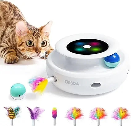 2in1 Interactive Toys for Indoor Cats, Timer Auto On/Off, Cat Toy Balls & Ambush Electronic Cat Mice Toy for Entertainment