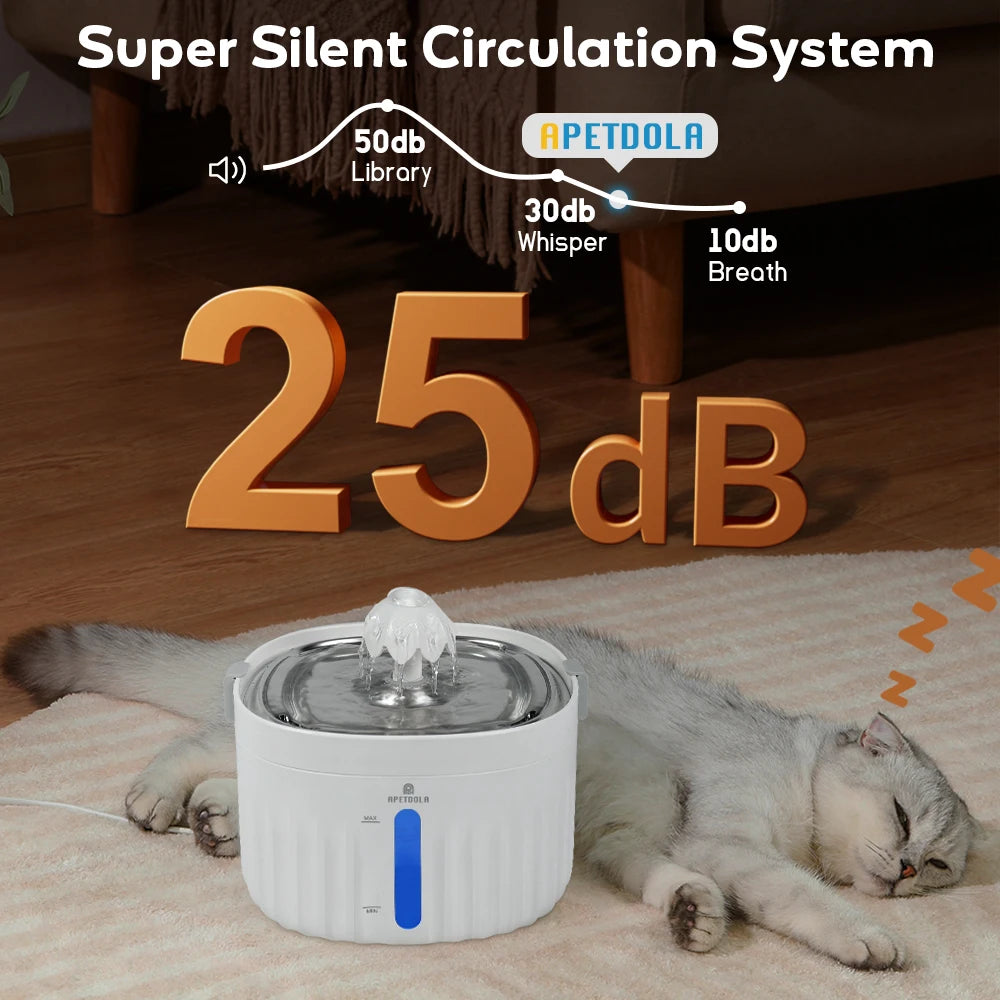 Cat Water Fountain Automatic Pet Water Dispenser for Cats Dogs with Stainless Steel Tray 6-level Filtering System fp10