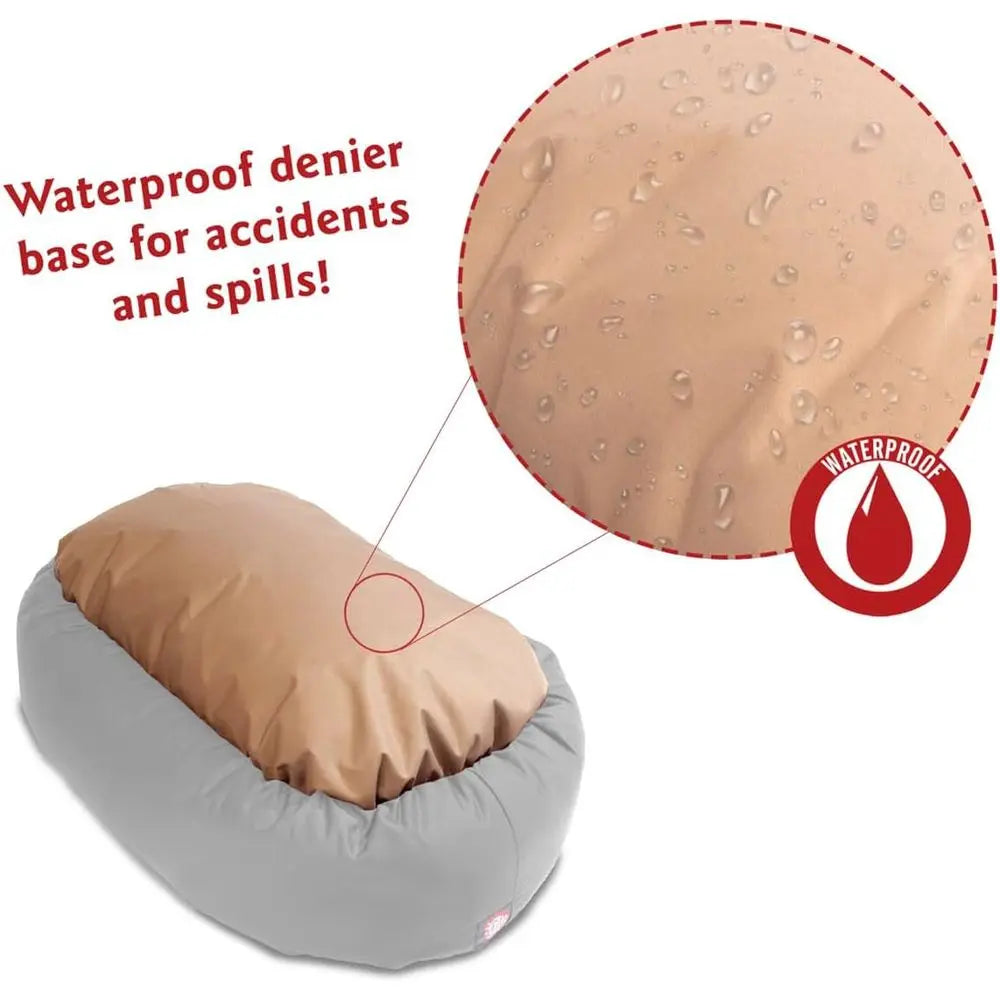 52 Inch Bagel Calming Dog Bed Washable – Cozy Soft Round Dog Bed Spine Support for Dogs to Rest Their Head - Fluffy Donut Puppy