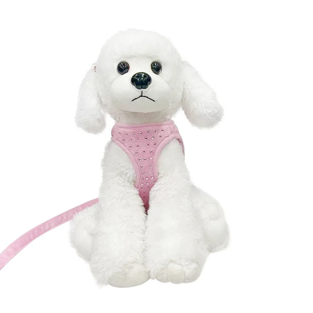Soft Breathable Dog Chest Harness Vest Small Diamond Decoration Harness for Dogs Pets Collar Pets Chest Strap Leash