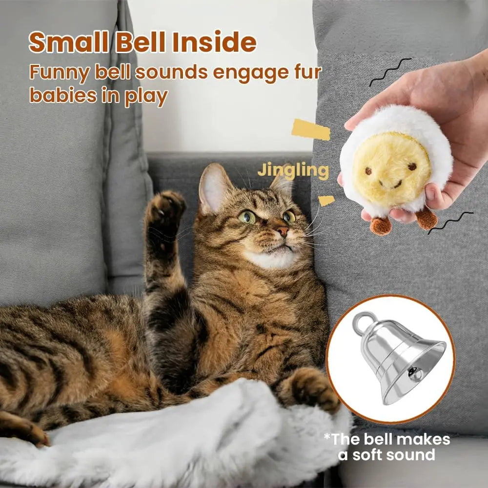 4 Pack Catnip Toys, Soft Stuffed Crinkle Cat Toys for Indoor Cats, Interactive Cute and Durable Kitten Toy, Cat Kicker for