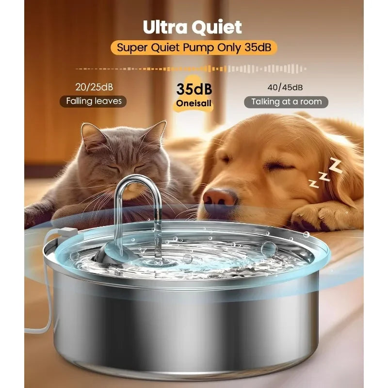 Dog Water Bowl Dispenser,7L Quiet Automatic Dog Water Dispenser Stainless Steel,100% BPA-Free for Cats