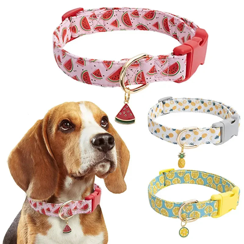 fruit pattern Pet dog collar with Fruit metal pendant do for Cat Puppy Dog Kawaii dog collar Puppy Cute cat collar