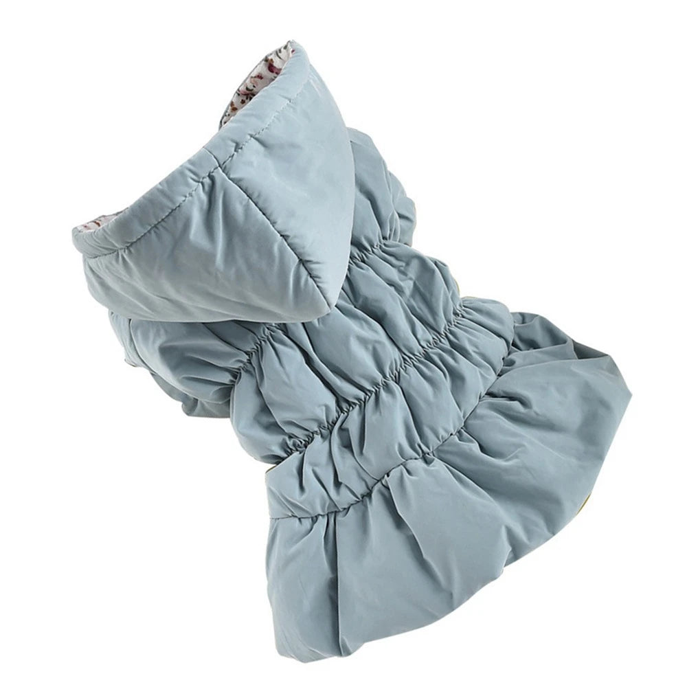 Winter Warm Pet Dog Coat Dogs Hoodies Warm Sweatshirt Cute Floral Bubble Dress Comfortable Soft Clothing Pet Dog Clothes Costume