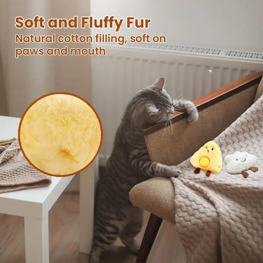 4 Pack Catnip Toys, Soft Stuffed Crinkle Cat Toys for Indoor Cats, Interactive Cute and Durable Kitten Toy, Cat Kicker for