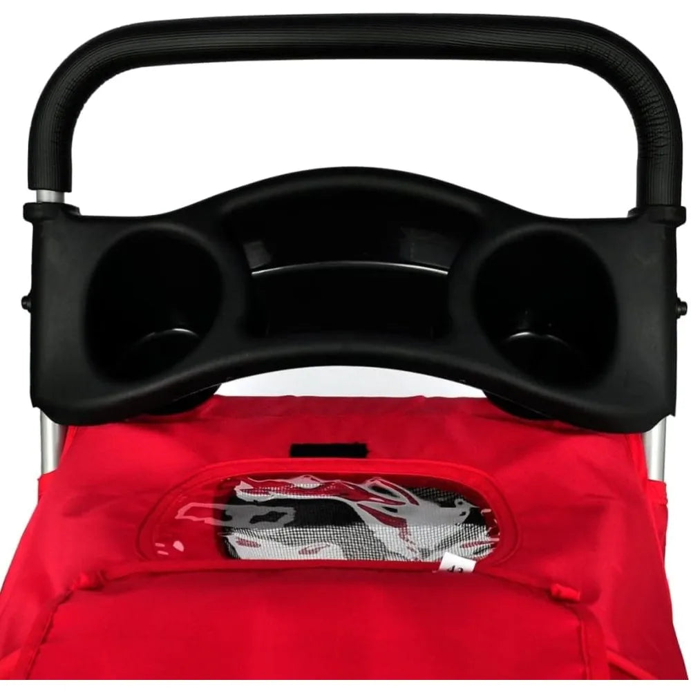 Red Pet Stroller for Dogs and Cats with Mesh Ventilation Foldable Design Lightweight Portable Carrier Dog Cat Travel Bag