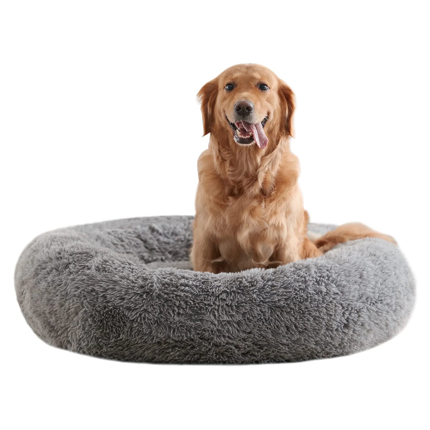 Dog Beds for Large Dogs, Calming Donut Dog Bed, Round Fluffy Dog Beds, Big Plush Pet Bed for Dogs Up to 80Lbs, 34inch