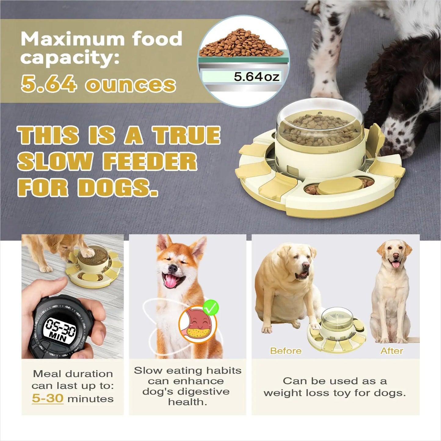 Dog Puzzle Toys w/Button Mind Games Level 2 in 1 Food Dispenser Slow Feeder Treat Puzzles Puppy Mental Stimulation Game