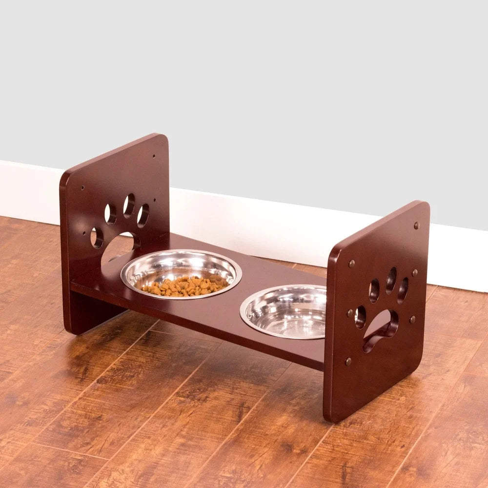 Adjustable Pet Feeder Elevated Dog Bowl Adjustable Height Optimal Feeding Posture Rubber Bottom Pads Stability 33oz Capacity