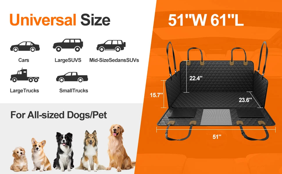 Waterproof Pet Travel Accessories Foldable Dog Car Seat Car Pet Seat Safety Hammock Trunk Mat Car Rear Back Seat Protector