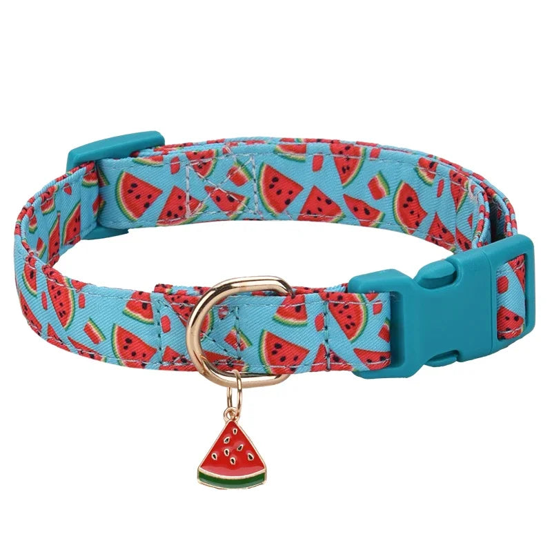 fruit pattern Pet dog collar with Fruit metal pendant do for Cat Puppy Dog Kawaii dog collar Puppy Cute cat collar