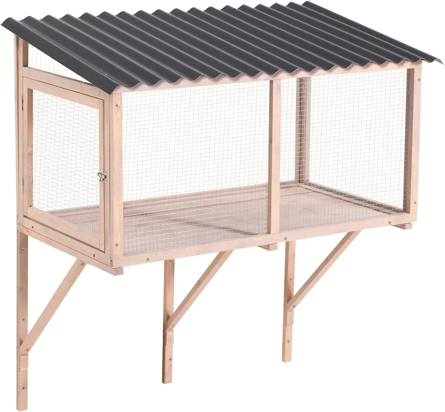 Cat Catio, Wall-Mounted Window Enclosure for Indoor Cats, Expandable Wooden Small Pet Perch House, Secure and Cozy Outdo