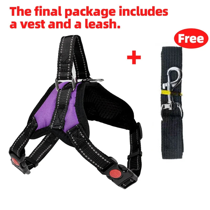 Adjustable Dog Cat Harness With leash Outdoor Small Medium Large Pet Chest Strap Dog Walking Training No Pull Saddle Vest Collar