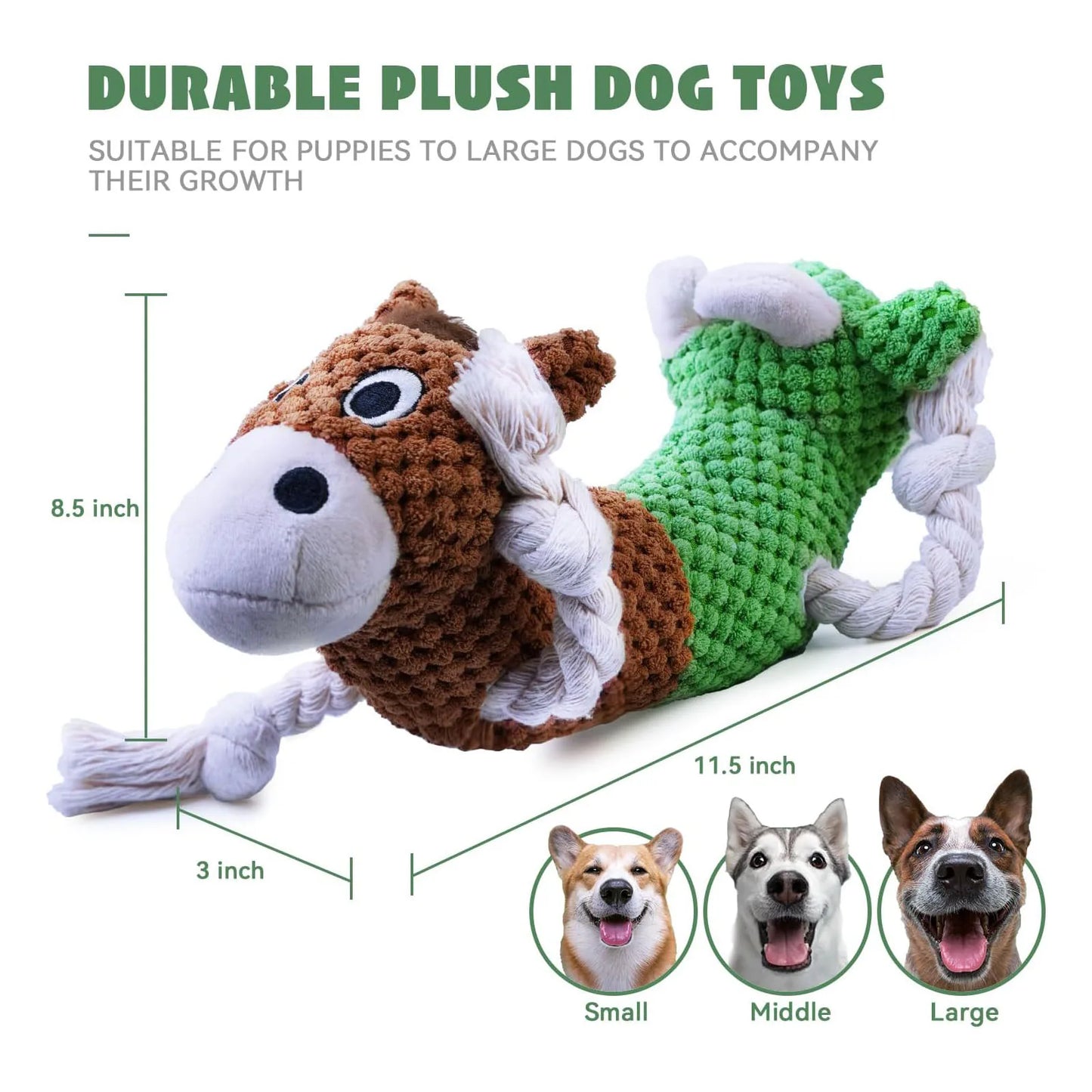 Squeaky Dog Cow and Horse Double Headed Plush Dog Chew for Small Medium Large Dogs Plush Squeaky Dog Squeaky Dog