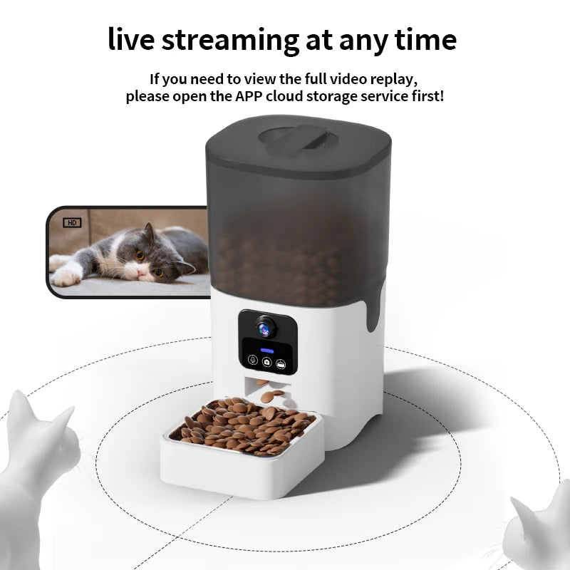 cat automatic feeder visual cat food dog food wifi intelligent timed quantitative pet food dispenser 6L video model cat