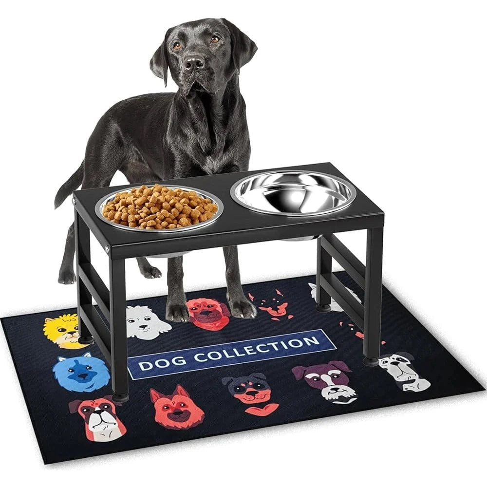Metal Elevated Dog Bowls with Raised Stand and Spill-Proof Mat Large and Medium Dogs Comfortable Feeding Height with Stainless