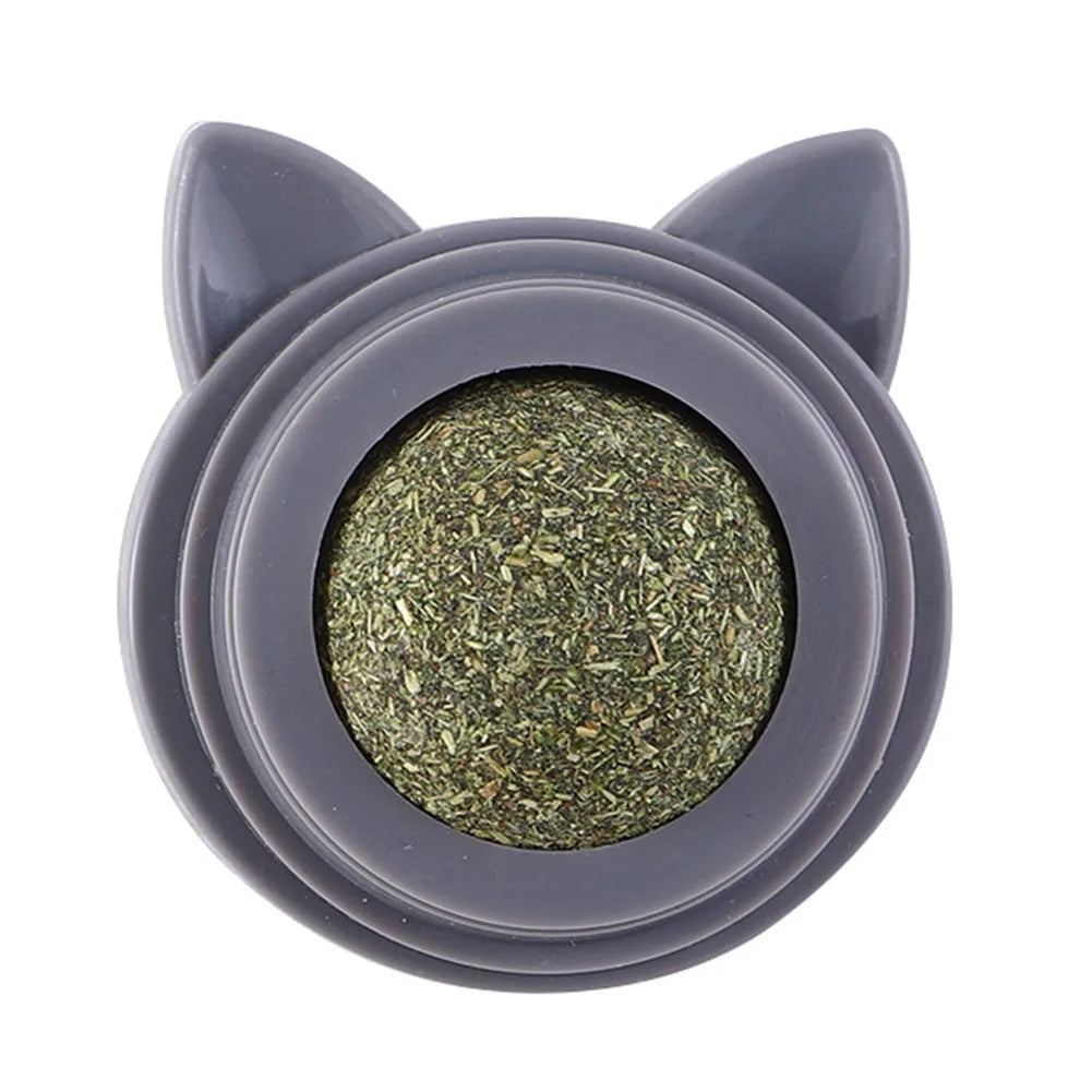 Rotatable Catnip Ball Natural Safe Catnip Edible Lick Balls with Transparent Cover Catnip Balls Toy for Cats Pet Treats Supplies