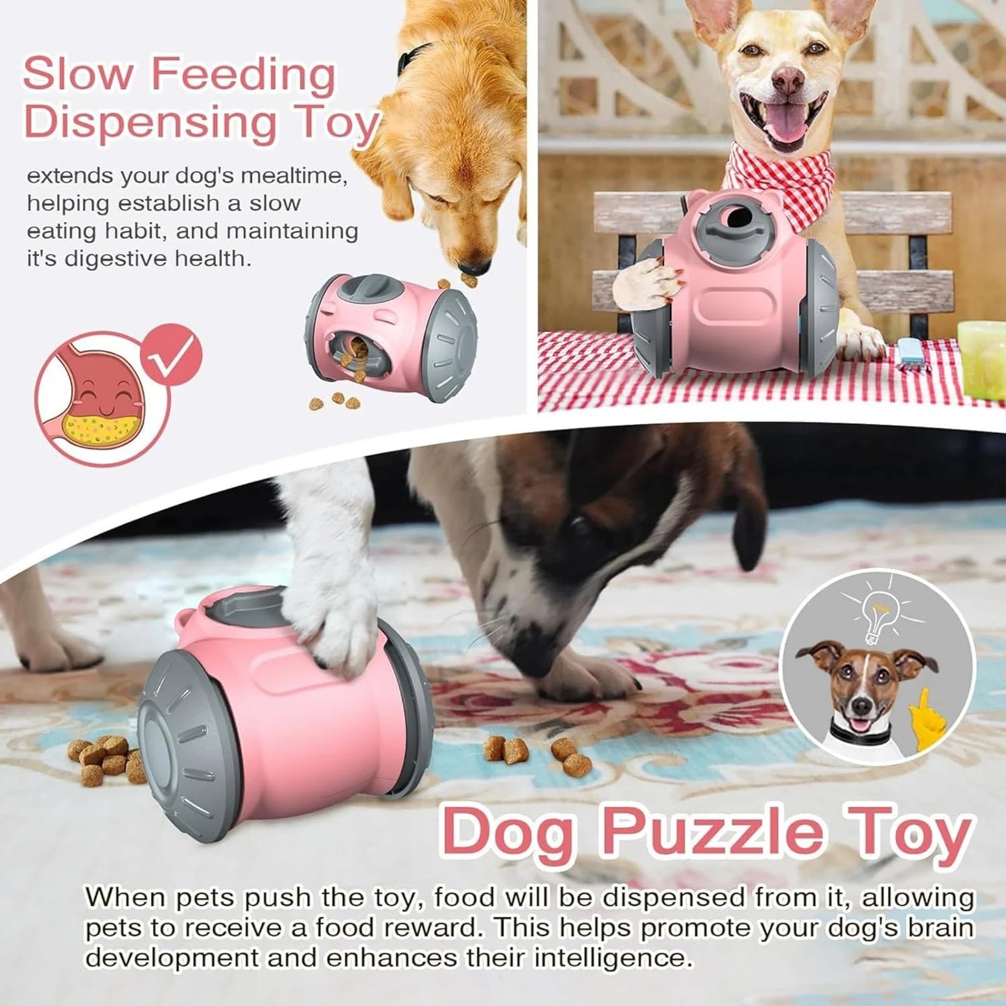 Engaging Interactive Slow Feeder Dog Toy Teal - Stimulating Adjustable Treat Dispensing Puzzle for Small, Medium, Large Dogs