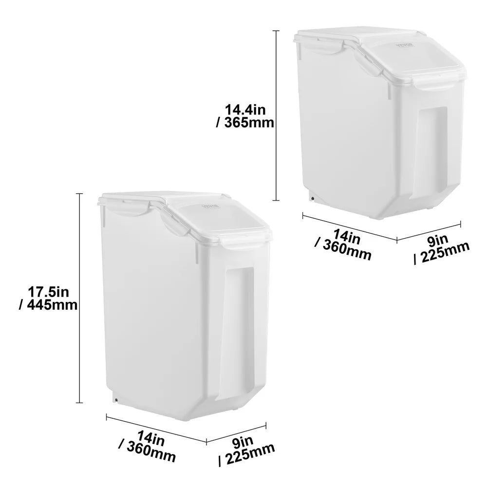 4PCS Airtight Food Storage Containers 15L 20L Large Capacity Pet Food Dispenser Kitchen Ingredient Bin Stackable Design with