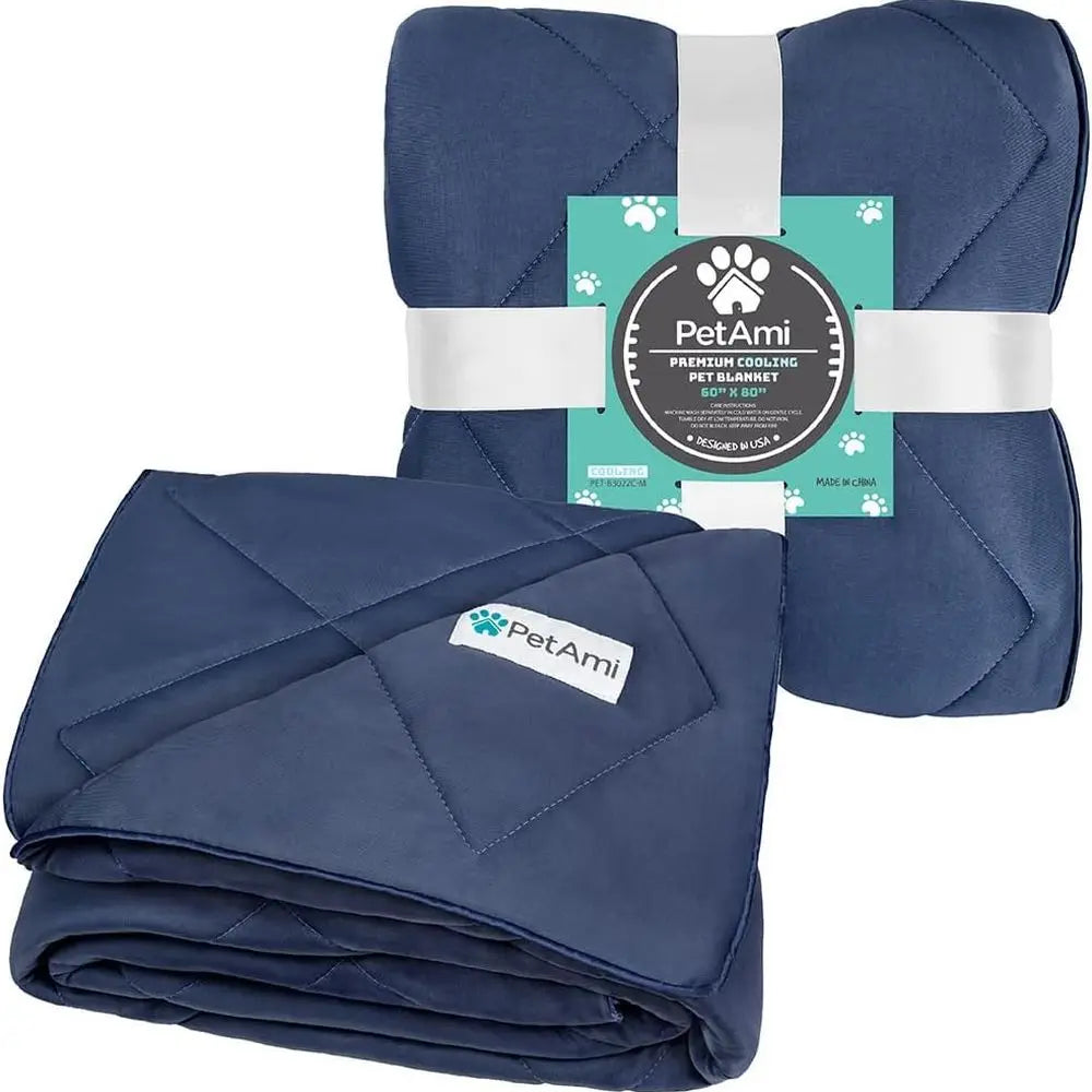Luxury Cozy Dog Blanket | Soft Pet Throw for Dogs & Cats | Reversible Couch Cover | 90x90 Navy