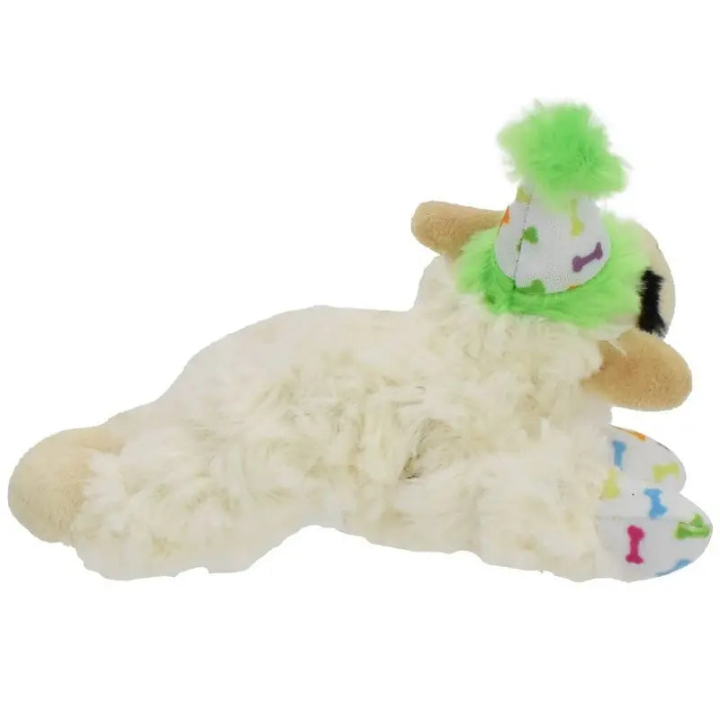 Birthday Lamb Chop Dog Toy Plush Squeaky 6 Inch Small Puppy Interactive Play Cuddle Party Hat Confetti Fun Soft Pet