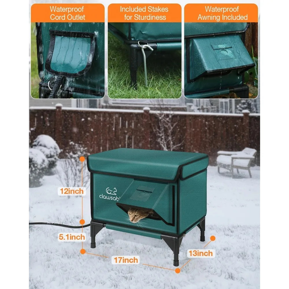 Outdoor Insulated Cat Shelter with Waterproof Design and Safe Escape Door for Winter Heating