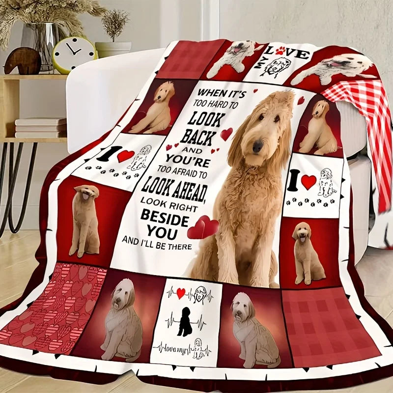 Charming Teddy Dog Print Blanket - Soft, All-Season Flannel Throw for Napping & Air Conditioning Comfort, Hypoallergenic