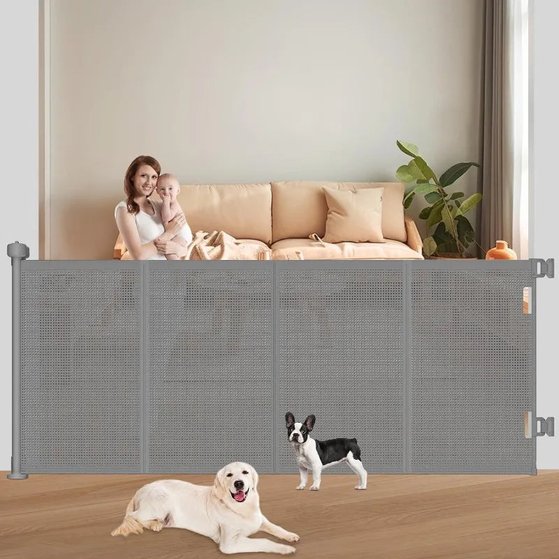 Retractable Baby Gates Extra Wide, 41" Tall Extends up to 71" Wide, Dog Gate Indoor with Cat Door for Stairs, Pet Gate