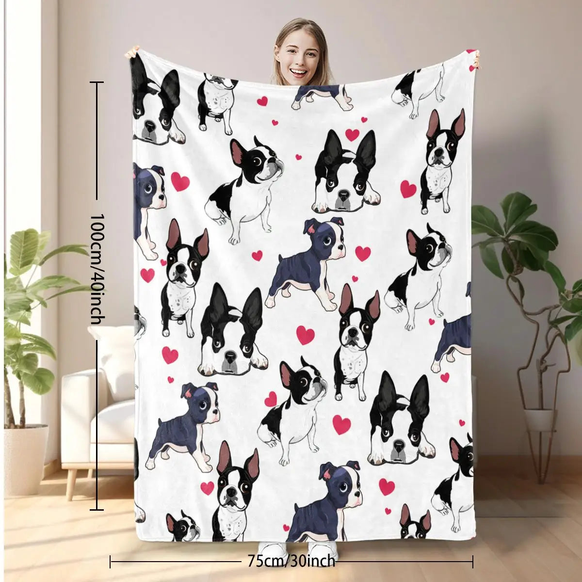 1pc Adorable Fleece Dog Blanket - Soft, Cozy, Lightweight, Warm, Flannel Throw for couch , Bed, Sofa, Living Room Decor -