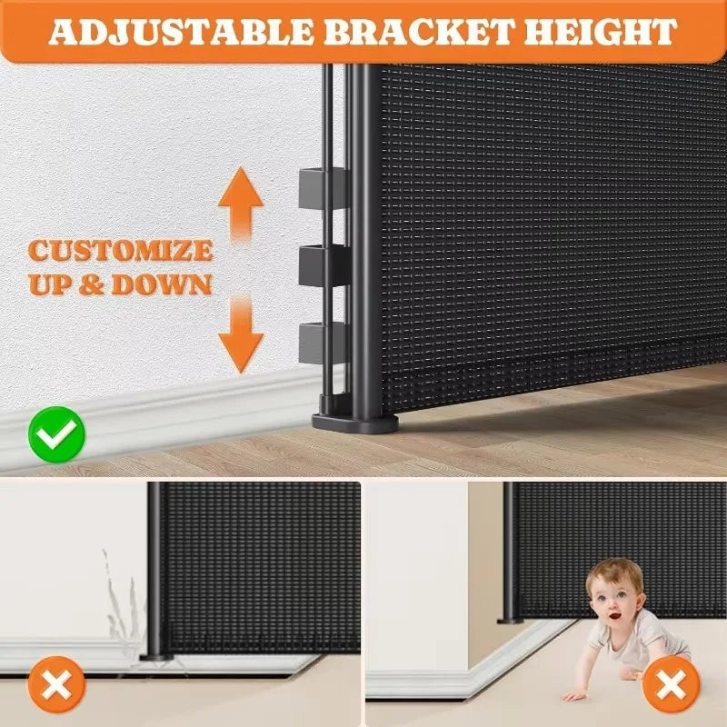 Retractable Baby Gates Extra Wide, 41" Tall Extends up to 71" Wide, Dog Gate Indoor with Cat Door for Stairs, Pet Gate
