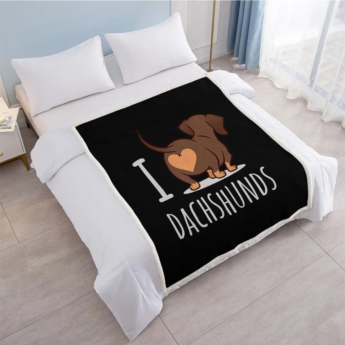 Dachshund Sherpa Blanket 3D Printed Fleece Reversible Throw for Dog Lovers, Cozy 50x60 Inch Couch Bed Blanket
