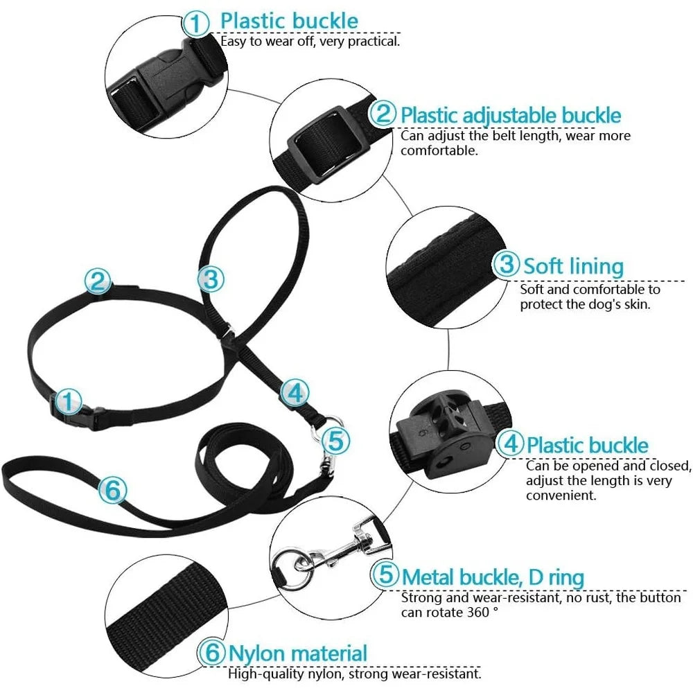 Adjustable Dog Head Collar Head Halter Pulling Gentle Control Includes Leash Training Guide Suitable Walks Parks Vets
