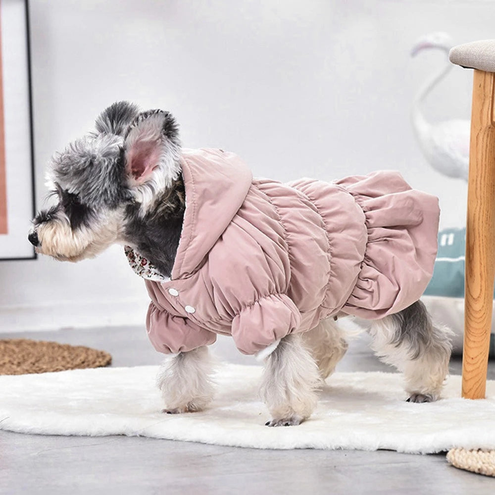 Winter Warm Pet Dog Coat Dogs Hoodies Warm Sweatshirt Cute Floral Bubble Dress Comfortable Soft Clothing Pet Dog Clothes Costume