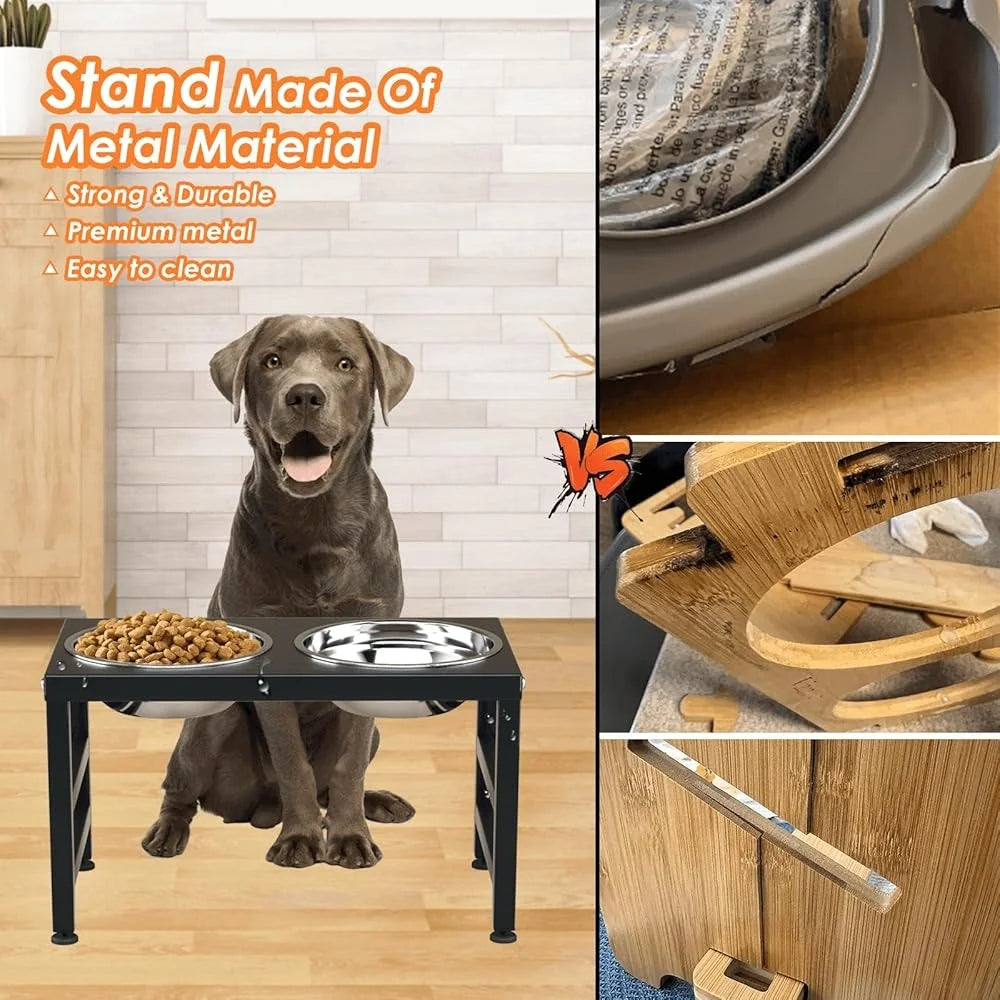Metal Elevated Dog Bowls with Raised Stand and Spill-Proof Mat Large and Medium Dogs Comfortable Feeding Height with Stainless