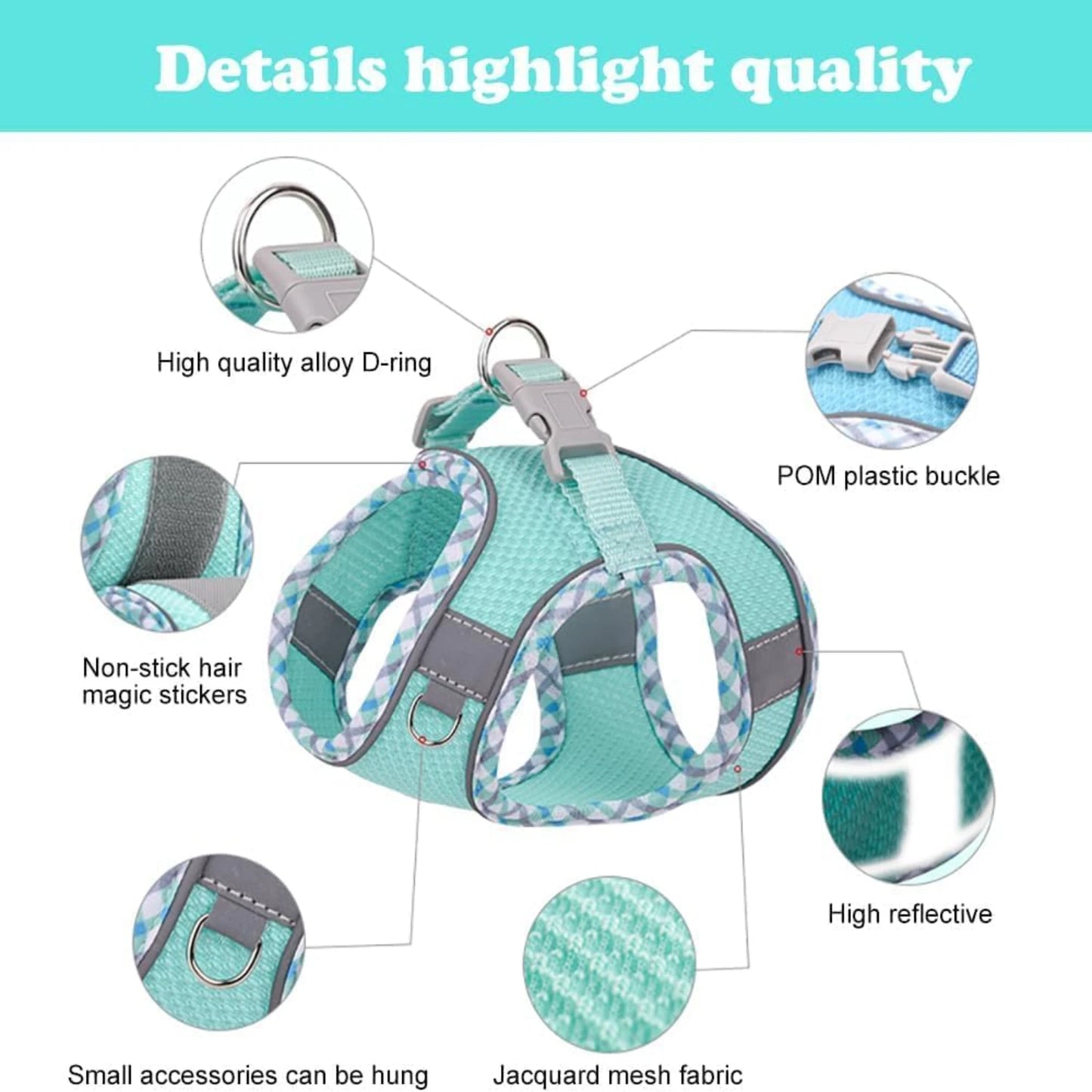 Small/Medium Cozy, Secure, and Reflective Adjustable Dogs Harness Leash Set - Top-Quality No-Pull Step-In Vest for Safe