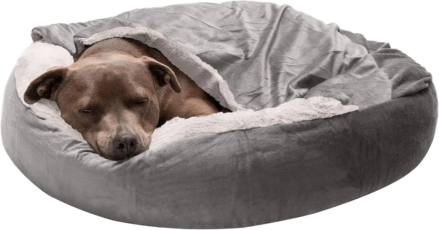 27' Round Calming Donut Dog Bed, Washable, Medium, Rose Pink