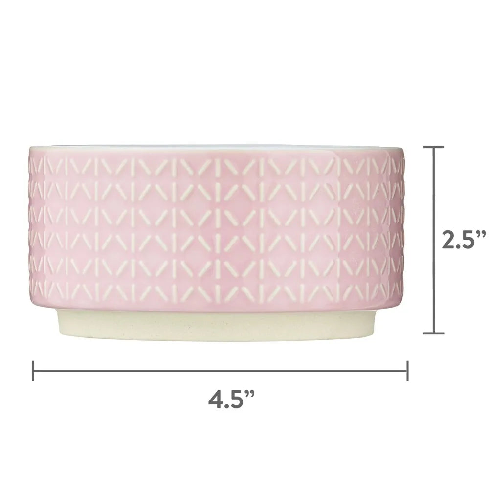 Small Ceramic Pet Bowl, Pink, Dog