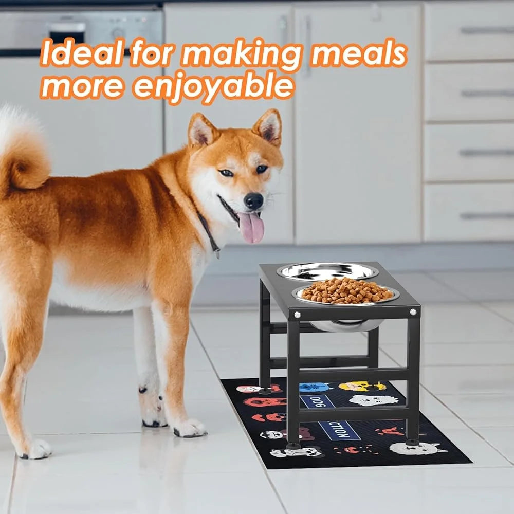 Metal Elevated Dog Bowls with Raised Stand and Spill-Proof Mat Large and Medium Dogs Comfortable Feeding Height with Stainless