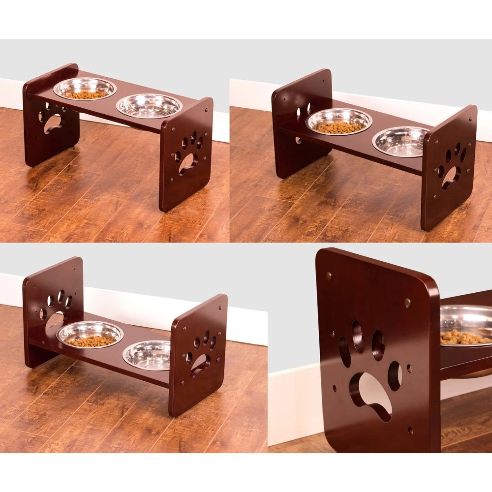 Adjustable Pet Feeder Elevated Dog Bowl Adjustable Height Optimal Feeding Posture Rubber Bottom Pads Stability 33oz Capacity