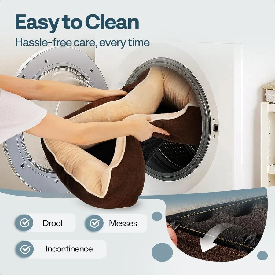 Large Orthopedic Dog Bed 44 Washable with Removable Cover Waterproof NonSlip Base YearRound Comfort with Cooling Warming DualLa