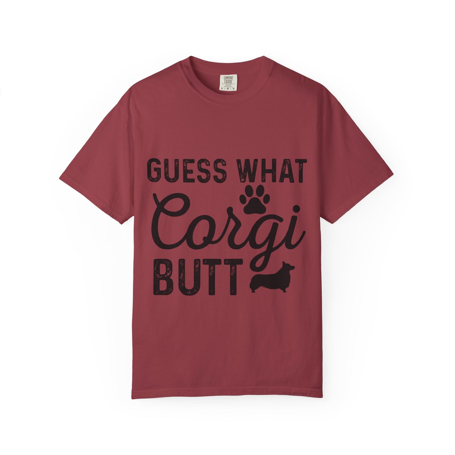 Guess What Corgi Butt T-Shirt — Funny Corgi Paw & Silhouette Tee for Dog Lovers