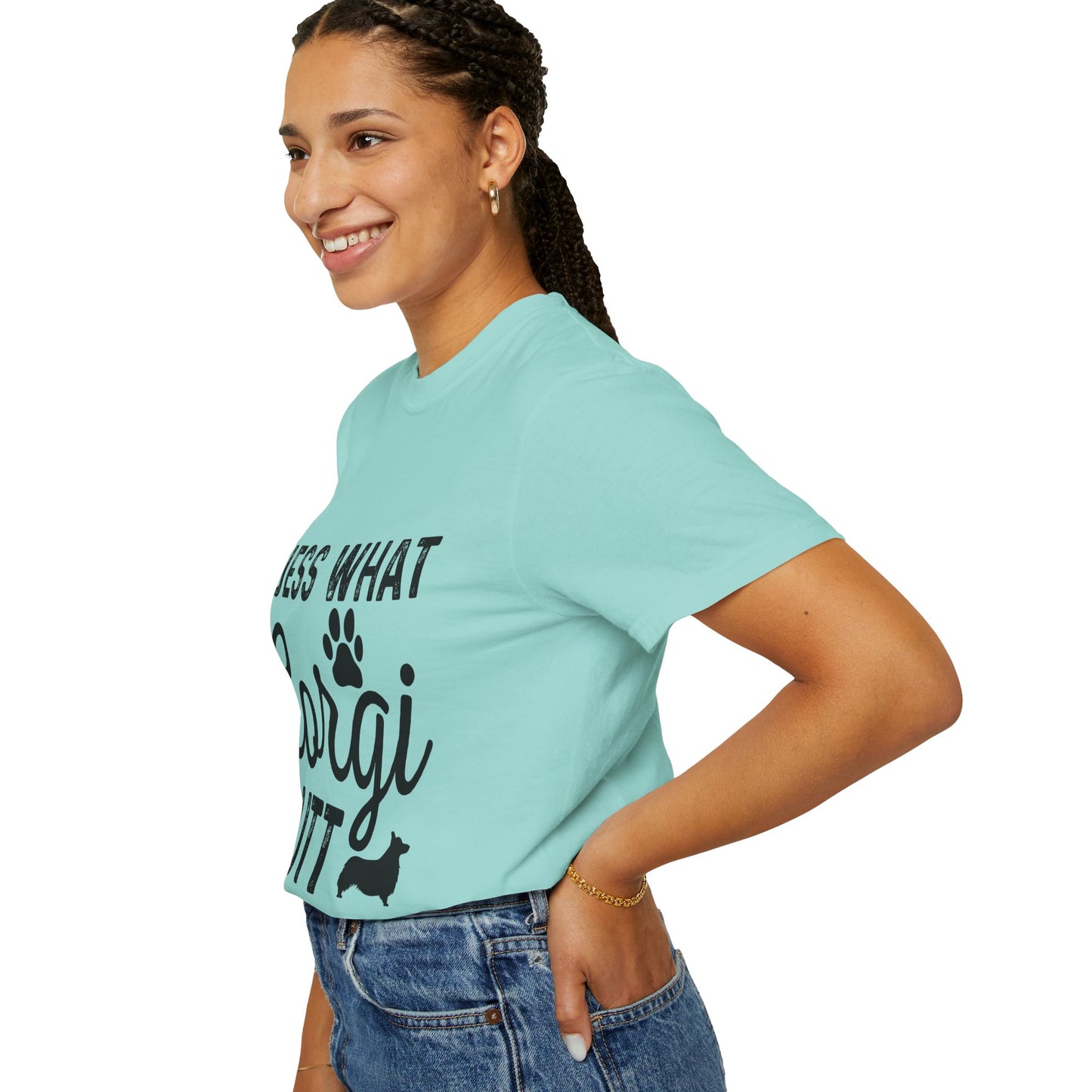 Guess What Corgi Butt T-Shirt — Funny Corgi Paw & Silhouette Tee for Dog Lovers